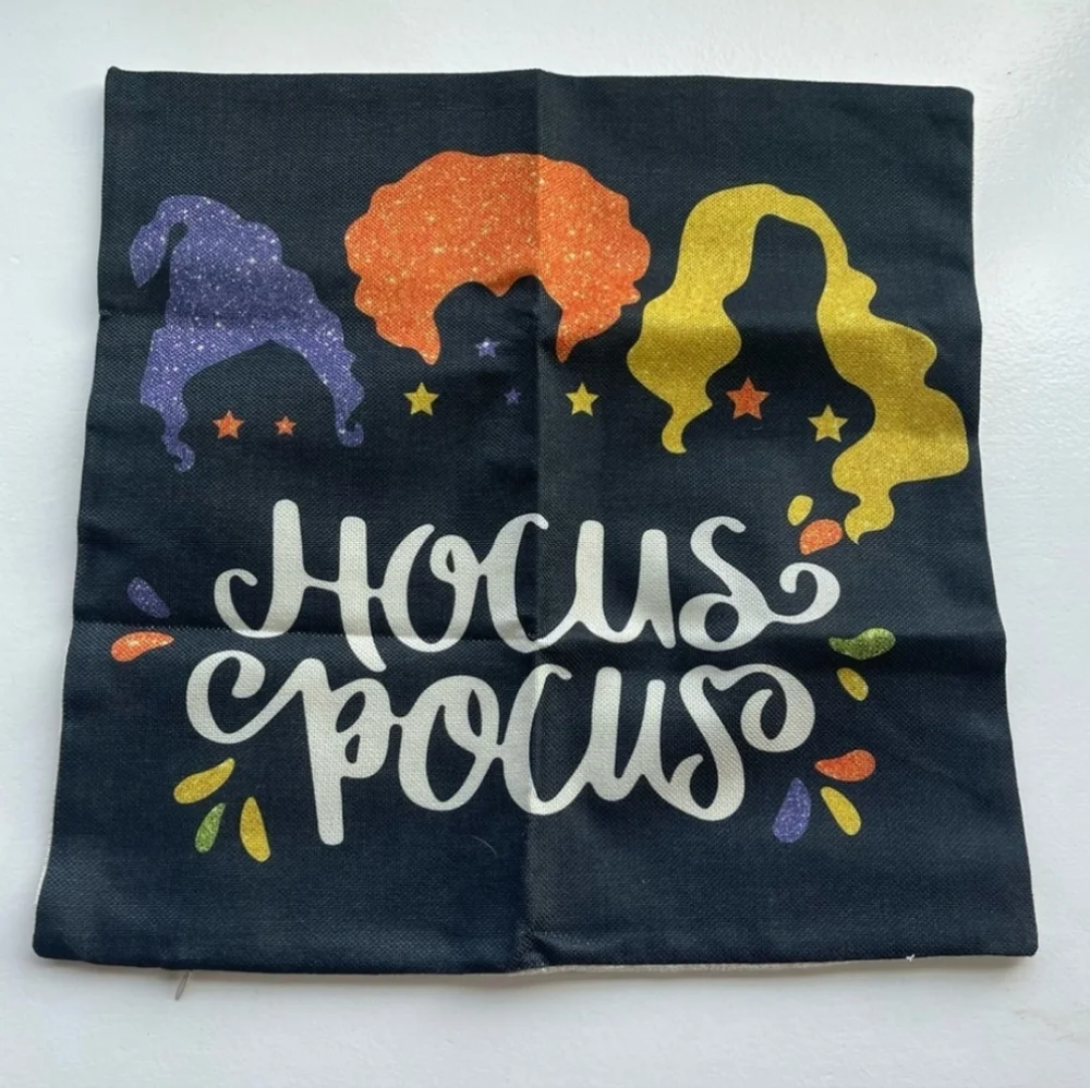 Hocus Pocus canvas pillow cover 17.5 square